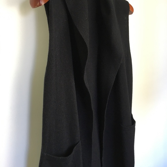 ELK brand Black Knit Wool Blend Hooded Vest Long Line High Low Hem Pocke… - Picture 4 of 9